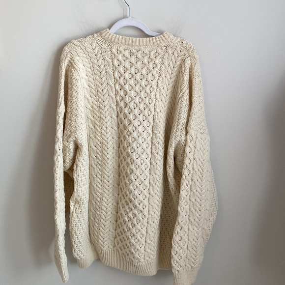 Blarney Woolen Mills Cream Wool Aran Sweater - Picture 3 of 10